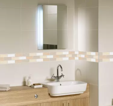 Beige bathroom tile border sticker - TenStickers