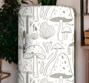 Beige mushrooms pattern fridge decal - TenStickers