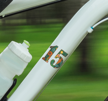 Bike sticker floral number decoration - TenStickers