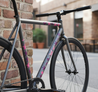 Bike sticker with pink floral butterfly graphics - TenStickers