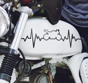 Bike lover's heartbeat motorbike sticker - TenStickers