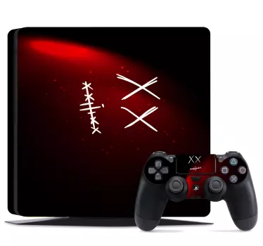 black and red gaming theme Playstation 4 stickers - TenStickers