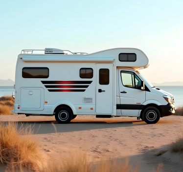 Black and red stripes caravan decal - TenStickers