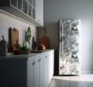Black and white comic vinyl fridge sticker - TenStickers