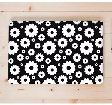 Black floral pattern laptop skin - TenStickers