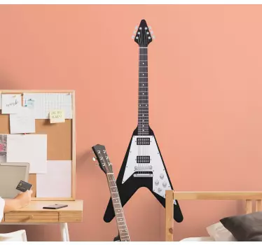 Black guitar rock n roll decal - TenStickers
