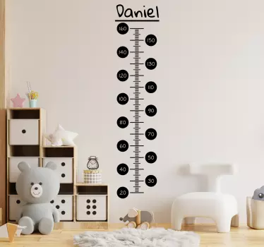 Black minimalistic height chart sticker - TenStickers