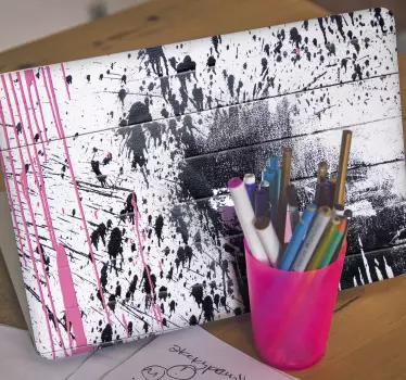 Black pink color spray laptop stickers - TenStickers