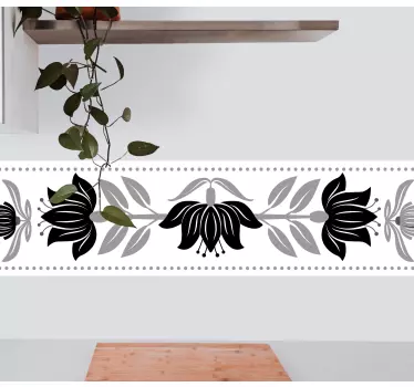 Black Polish flowers border sticker - TenStickers