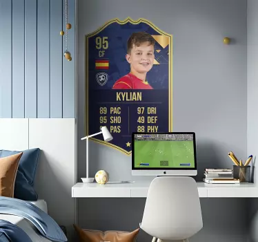 blue and gold card football sticker - TenStickers