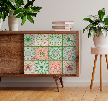 Blue and green tones tile like square decals for furniture - TenStickers