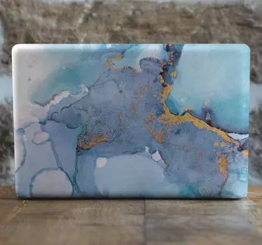 Blue and white marble laptop stickers - TenStickers