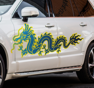 blue flame dragon Car Decal - TenStickers