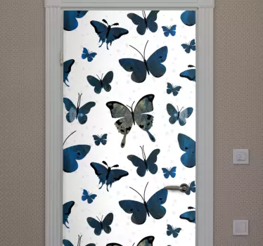 Blue Glitter Butterfly Wing glass door sticker - TenStickers