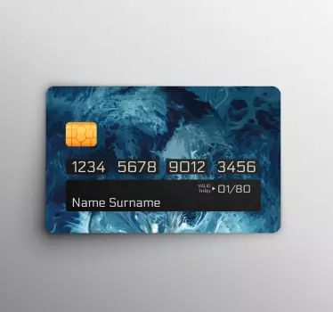 Blue tones watercolor waves bank card sticker - TenStickers