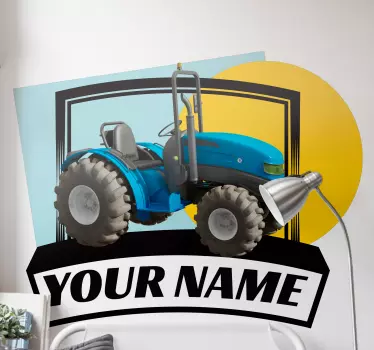 Blue tractor plate with name  Custom Sticker - TenStickers