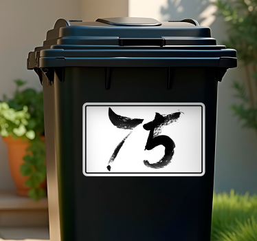 Bold number 75 recycling decal for bin - TenStickers