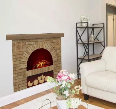 Brick fireplace visual effects wall decal - TenStickers