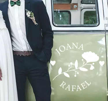 Bride and Groom Name wedding vinyl sticker - TenStickers