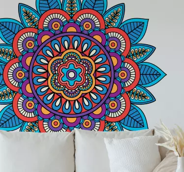 Bright colorful mandala floral wall decal - TenStickers
