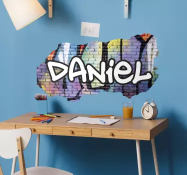 Broken brick wall with graffitti custom decal - TenStickers