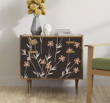 Brown flowers Kallax decals for furniture - TenStickers