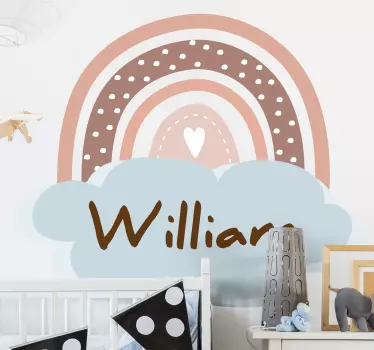 Brown personalised rainbow baby wall sticker - TenStickers