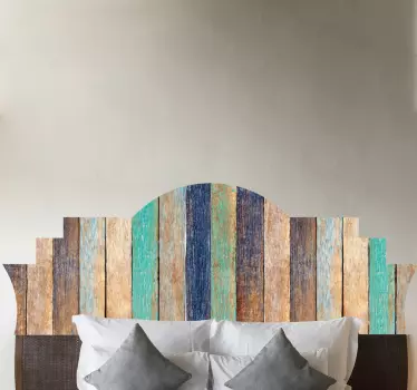 Brown wood planks pattern headboard wall decal - TenStickers