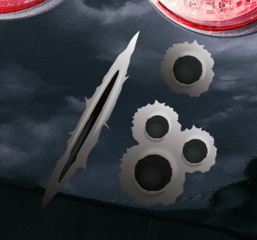 Bullet holes and scratch Car Decal - TenStickers