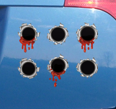 Bullet holes with blood Car Decal - TenStickers