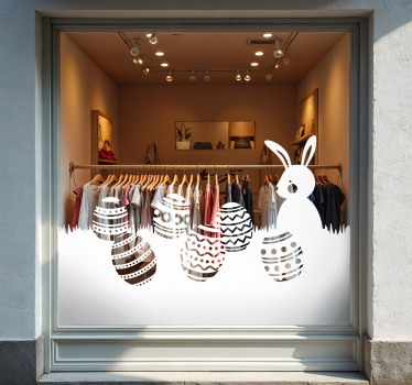 Bunny and easter eggs in the meadow shop window sticker - TenStickers