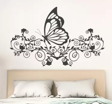 Butterflies and flowers living room wall sticker - TenStickers