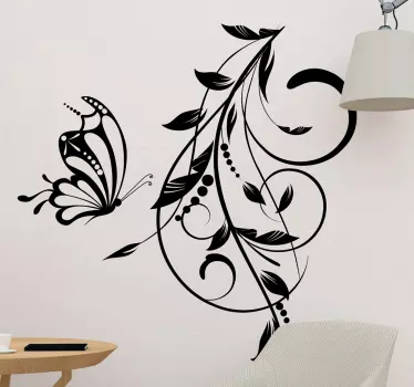 Butterfly leaf plant decals - TenStickers