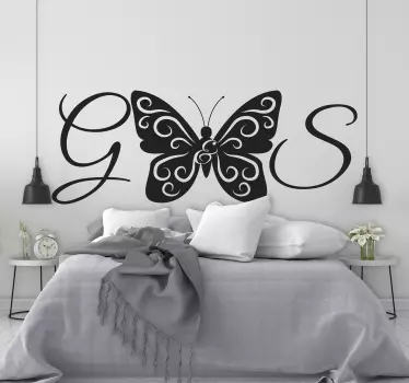 Butterfly wall decal beautiful butterfly initials design - TenStickers