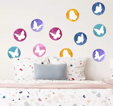 Butterfly wall decal colorful butterfly circles - TenStickers