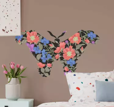 Butterfly wall decal floral butterfly design - TenStickers
