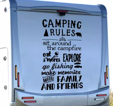 Camping rules caravan decal - TenStickers