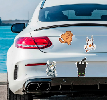 Car sticker 3d look clinging cat - TenStickers