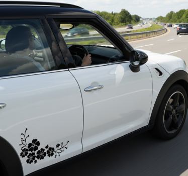 Car sticker black flower corner - TenStickers