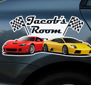 Car sticker custom checkered sports car sticker - TenStickers
