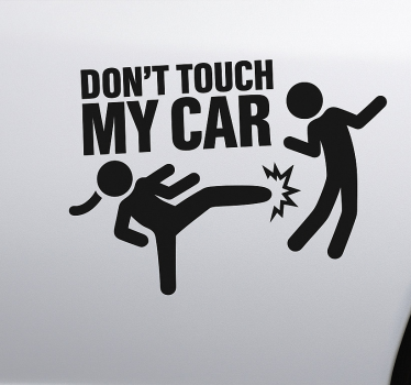 Car sticker funny karate kick warning - TenStickers