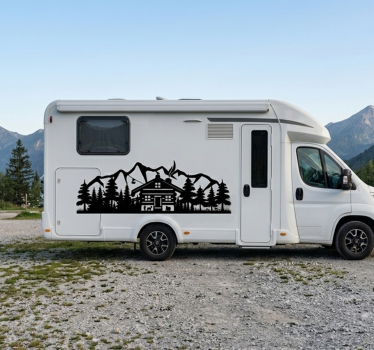 Car sticker mountain cabin silhouette - TenStickers