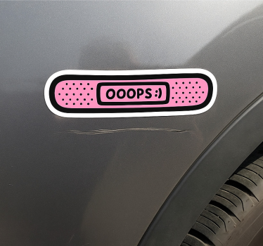 Car sticker pink "oops" band-aid - TenStickers