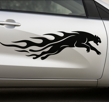 Car sticker running puma with flames - TenStickers