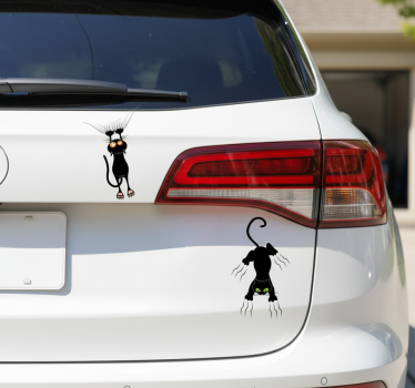 Car sticker scratching black cats - TenStickers