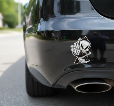 Car sticker skeleton giving the middle finger - TenStickers
