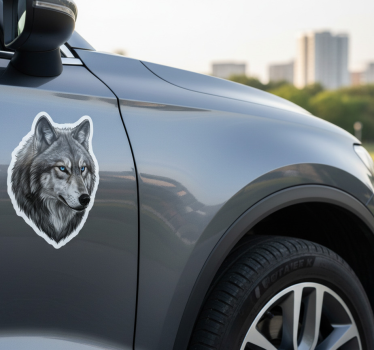 Car sticker wild blue eyed wolf - TenStickers