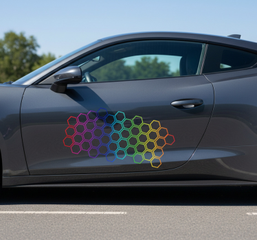 Car sticker with bright multicolour hexagons - TenStickers