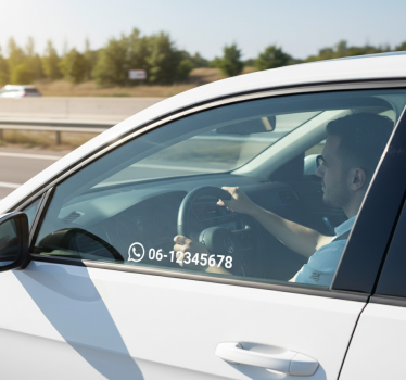 Car sticker with personalized phone number - TenStickers
