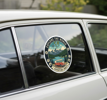 Car sticker with travel-themed window designs - TenStickers